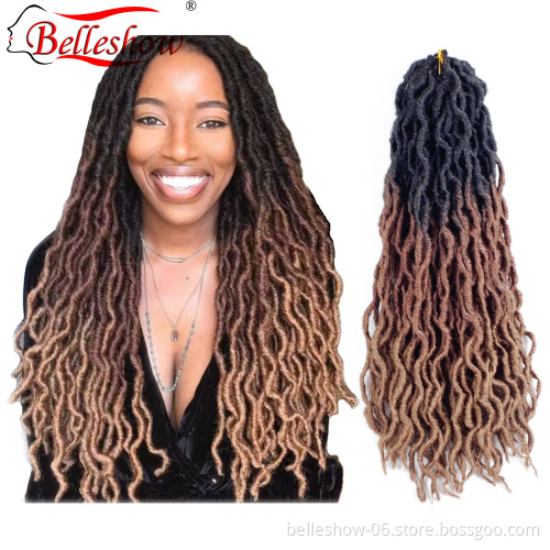 Hot sell 18 inch 24 stands 100g synthetic ombre dreadlock hair braids  curly Africa twist goddess faux locs gypsy locs hair